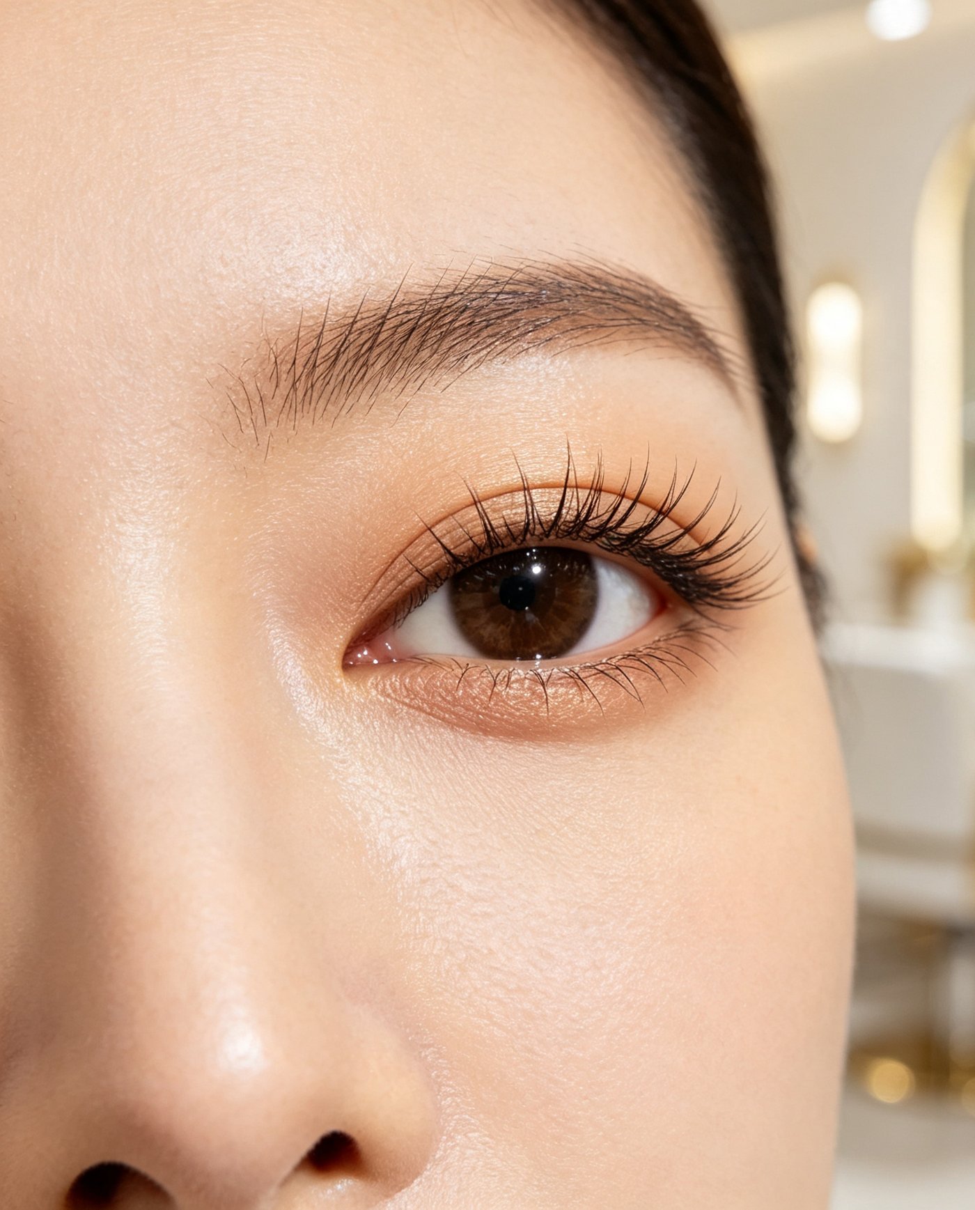 Close-up of full eyelash extensions applied at Lashdou salon