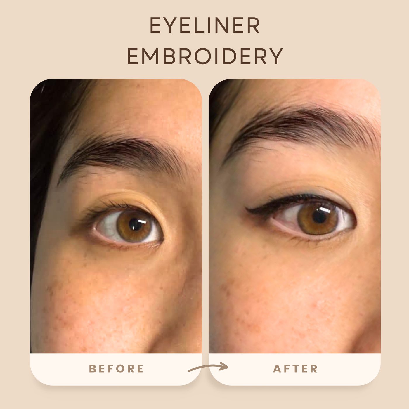 Eyeliner embroidery before and after at Lashdou